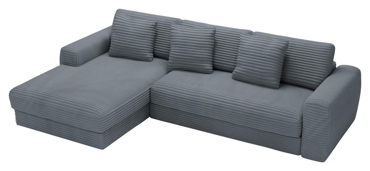 ECKSOFA in Cord Grau  - Schwarz/Grau, Modern, Kunststoff/Textil (182/302cm) - Carryhome