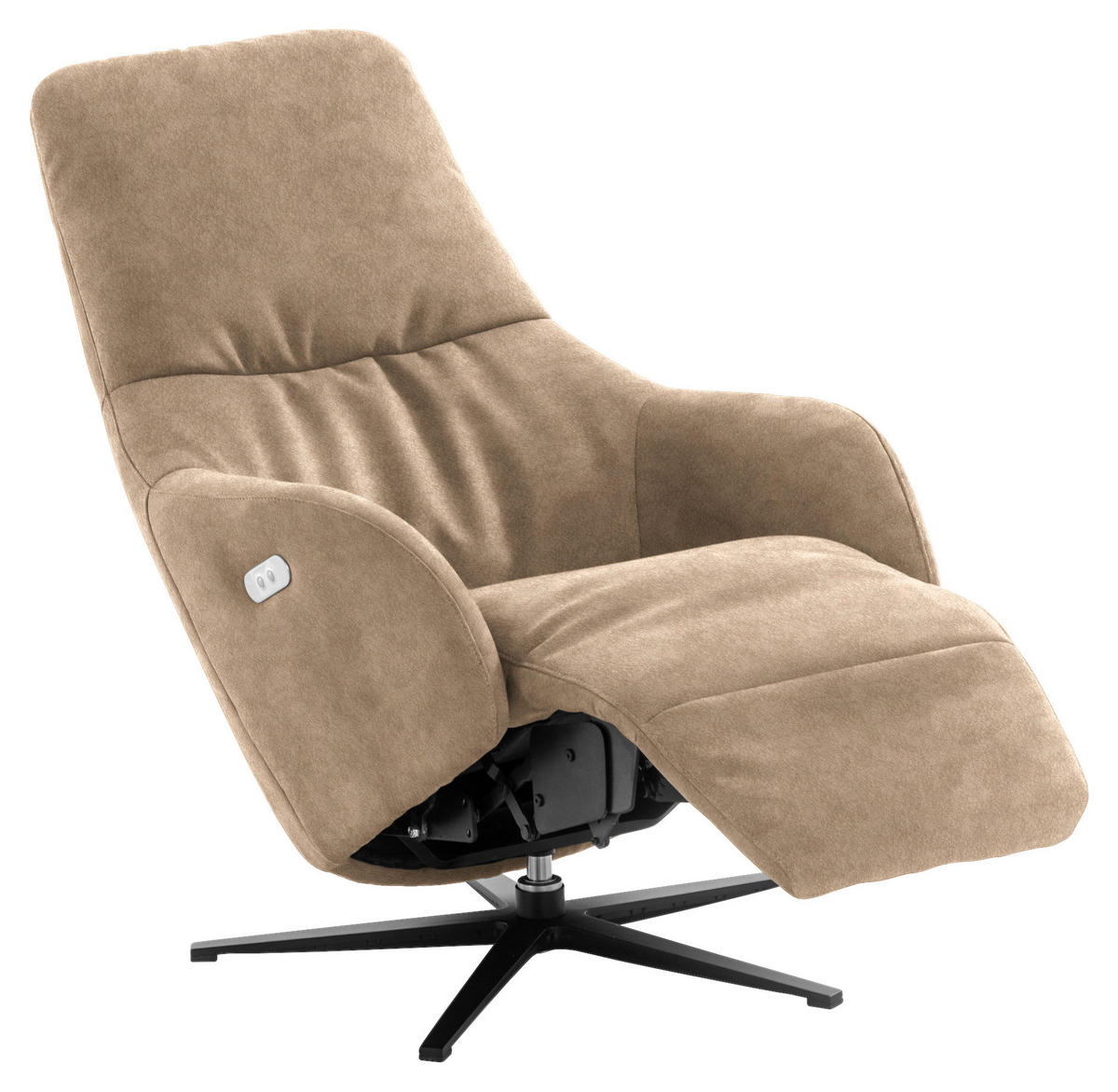 RELAXSESSEL in Textil Sandfarben  - Sandfarben/Schwarz, Design, Textil/Metall (77/108/95cm) - Chilliano