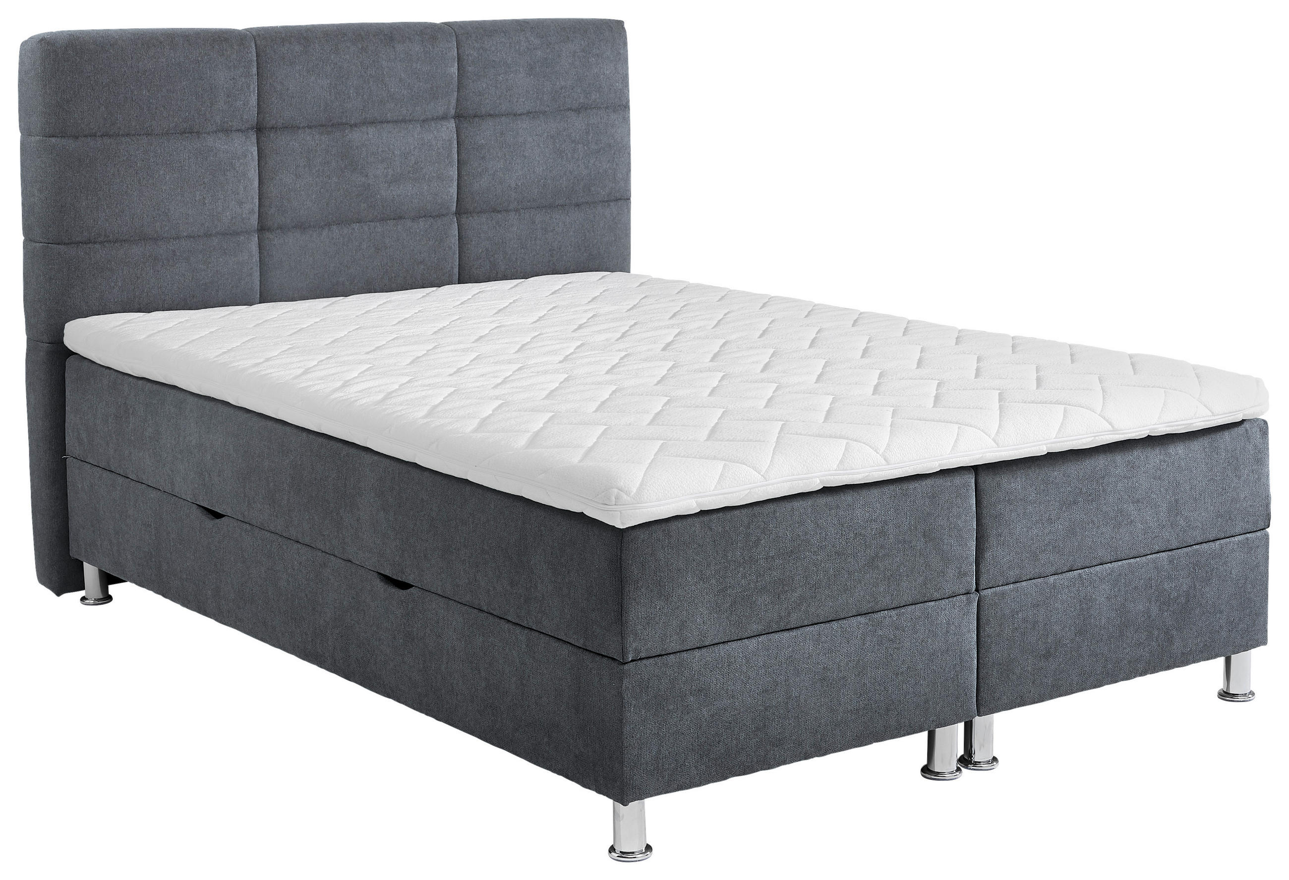 BOXBETT 140/200 cm  in Blau, Grau  - Chromfarben/Blau, KONVENTIONELL, Textil/Metall (140/200cm) - Carryhome