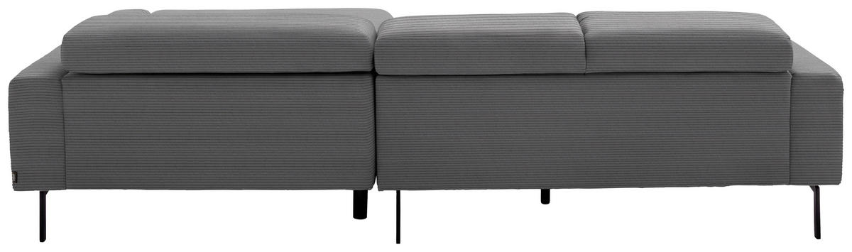 ECKSOFA Cord Dunkelgrau  - Dunkelgrau/Schwarz, Design, Textil/Metall (215-217/293cm) - Schöner Wohnen
