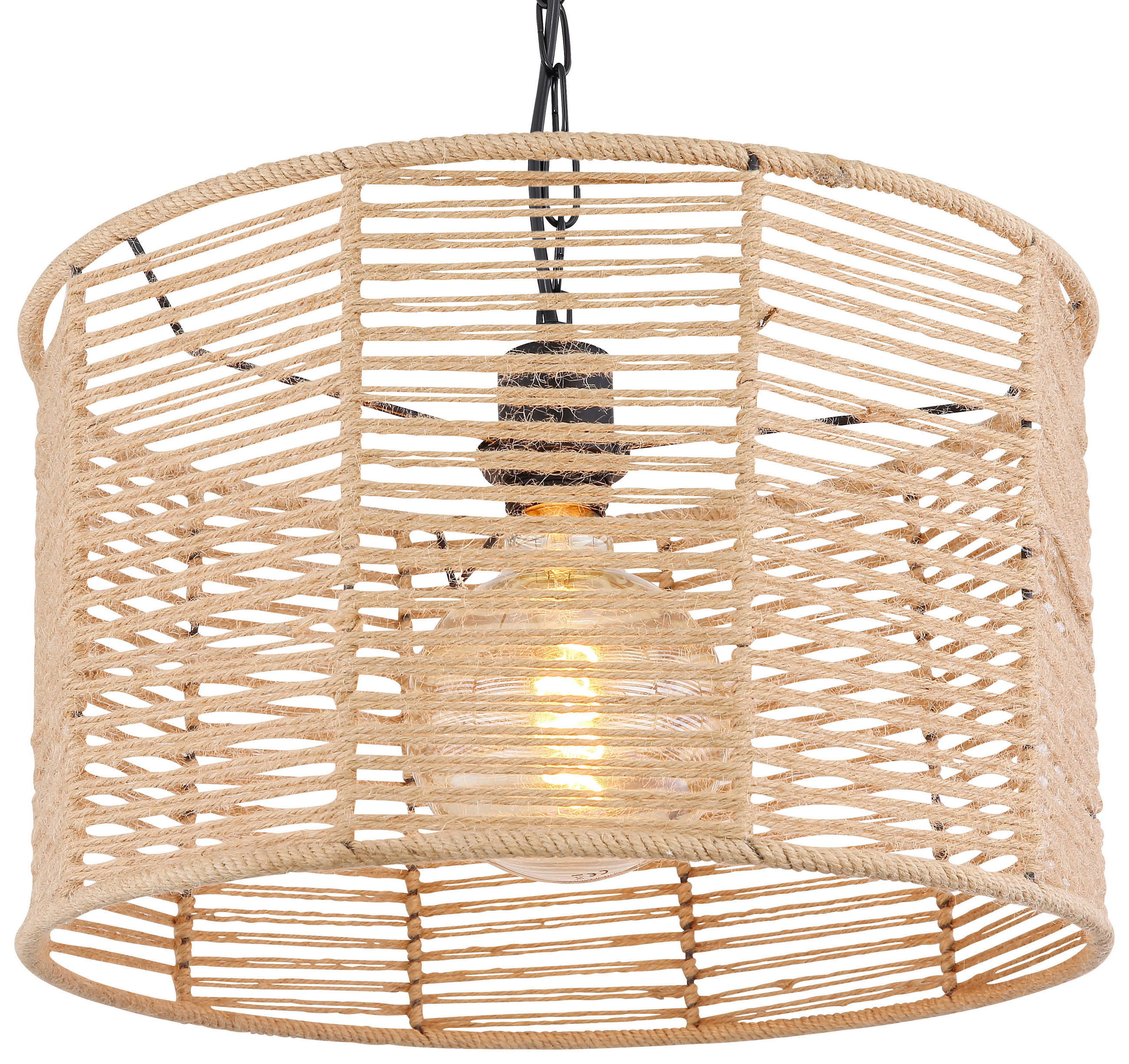 HÄNGLAMPA Halia 40/120 cm  - brun/svart, Natur, metall/naturmaterial (40/120cm) - Globo