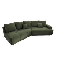 BIGSOFA Bouclé Dunkelgrün  - Dunkelgrün/Schwarz, MODERN, Kunststoff/Textil (323/91/155cm) - Livetastic