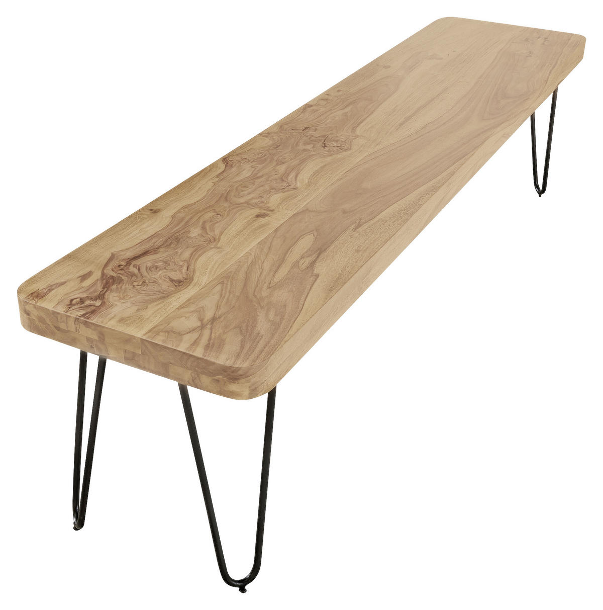 SITZBANK in Holz Akaziefarben  - Schwarz/Akaziefarben, Modern, Holz/Metall (160/45/40cm) - MID.YOU