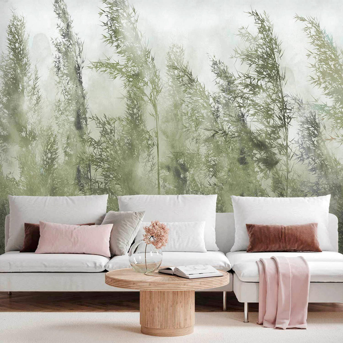 FOTOTAPETE  - Salbeigrün/Grauweiß, LIFESTYLE, Textil (400/280cm) - artgeist