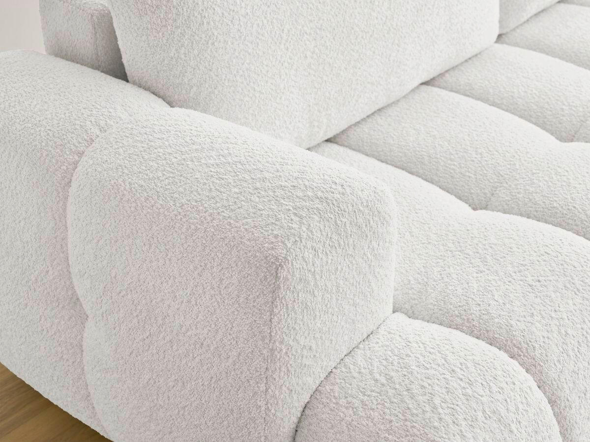 SCHLAFSOFA FUJI Bouclé Weiß  inkl.  - Schwarz/Weiß, MODERN, Kunststoff/Textil (251/113/88cm)