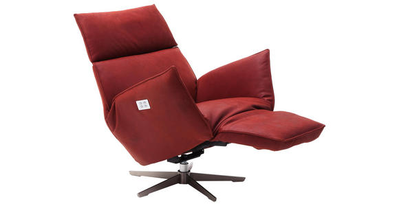 RELAXSESSEL in Leder Rot - Edelstahlfarben/Rot, Design, Leder/Metall (84/67-113/88-165cm) - Dieter Knoll