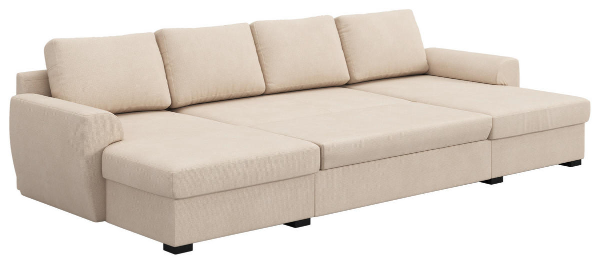 SJEDEĆA GARNITURA tekstil  prirodne boje   - prirodne boje/crna, Trend, tekstil/plastika (154/327/86cm) - MID.YOU