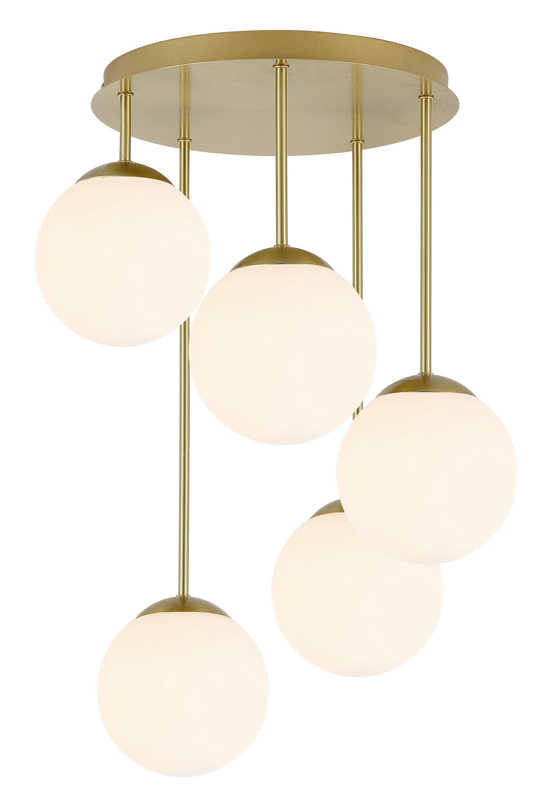 HÄNGELEUCHTE 42/59,5 cm    - Weiss/Goldfarben, Trend, Glas/Metall (42/59,5cm) - Novel