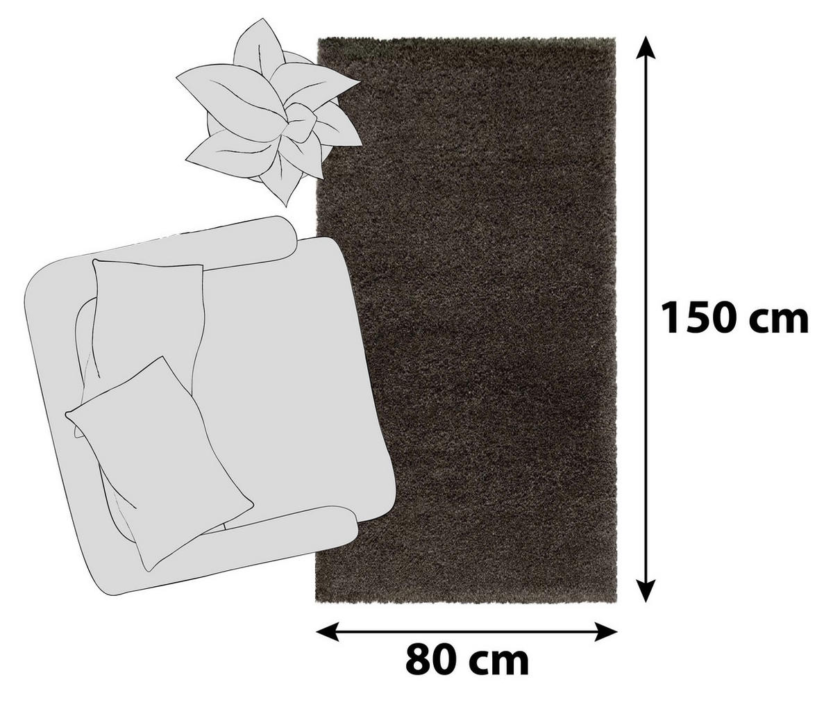KOBEREC S VYSOKÝM VLASEM, 80/150 cm, hnědá - hnědá, Basics, textil (80/150cm) - Novel