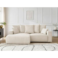 ECKSOFA Ottomane links  ATILLA Beige Cord  - Beige/Schwarz, MODERN, Kunststoff/Textil (149/244cm)