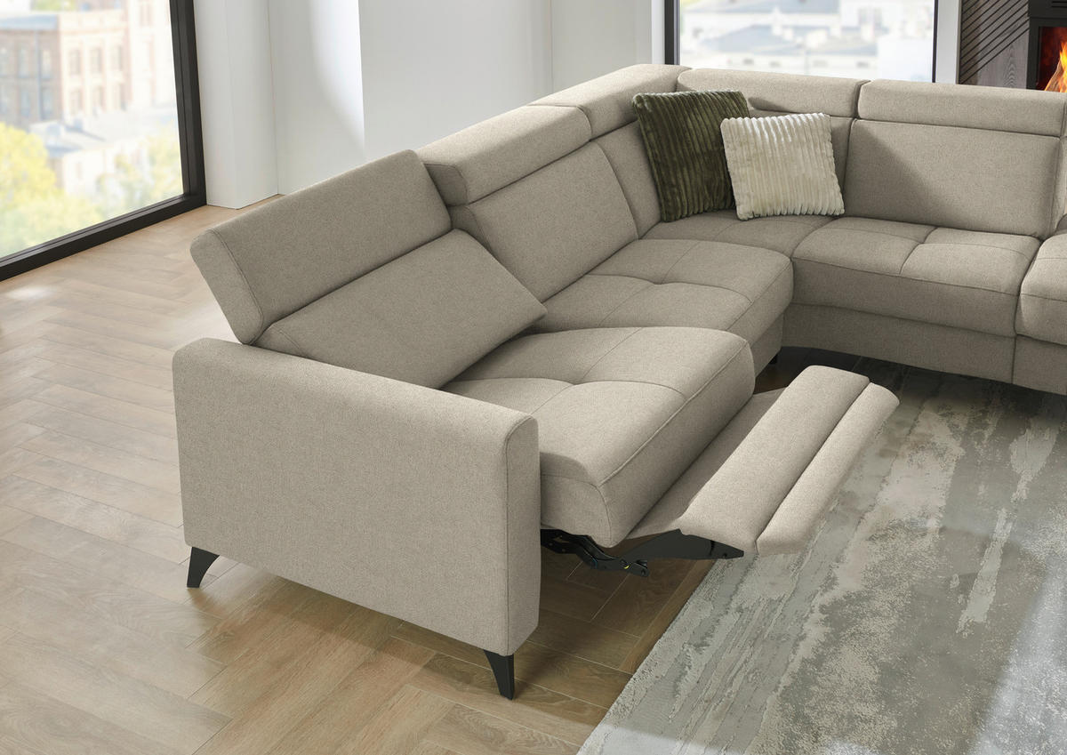 ECKSOFA Flachgewebe Sahara  - Schwarz/Sahara, Konventionell, Textil/Metall (276/214cm) - Beldomo System