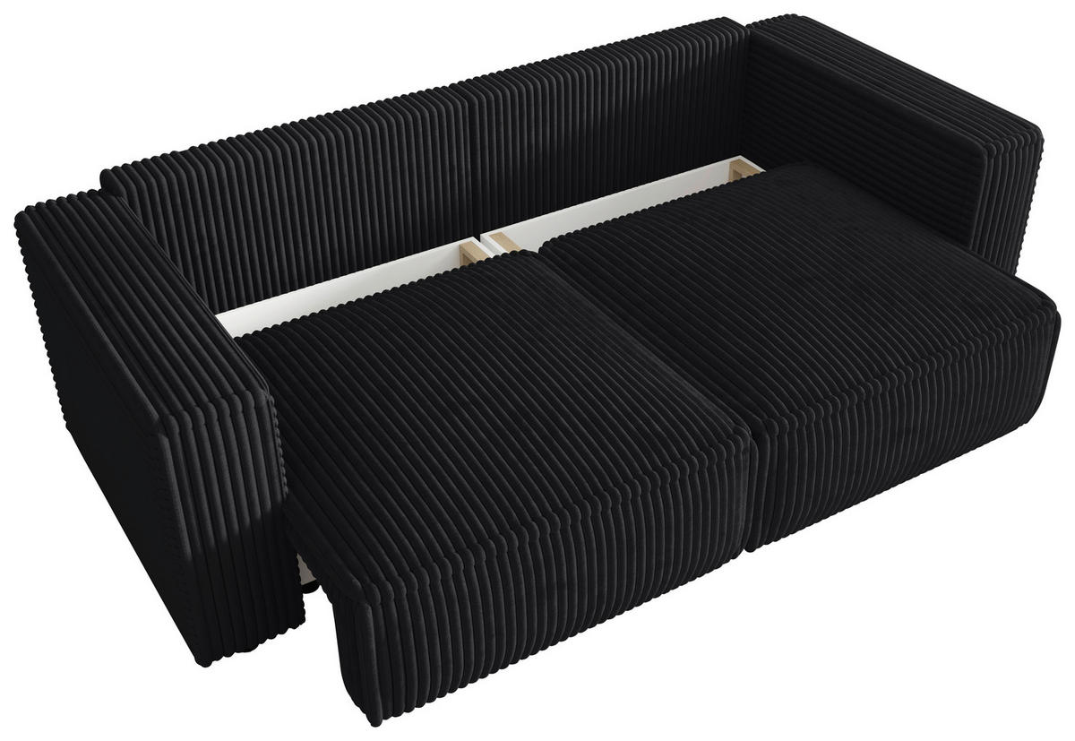 SCHLAFSOFA Cord Anthrazit  inkl. Zierkissen, Bettkasten, Schlaffunktion  - Anthrazit/Schwarz, MODERN, Kunststoff/Textil (250/68/104cm) - Xora