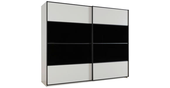 SCHWEBETÜRENSCHRANK in Schwarz, Weiß - Schwarz/Weiß, Design, Glas/Holzwerkstoff (280/223/68cm) - Cantus