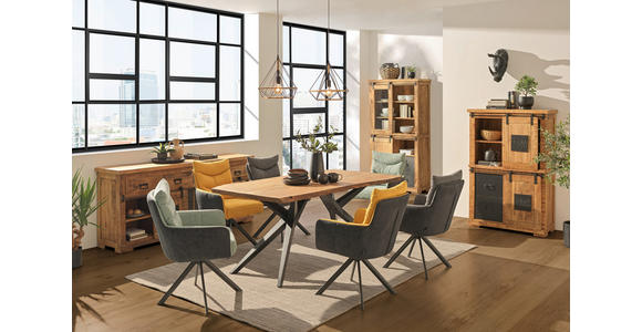 ESSTISCH in Holz, Metall 180/90/77 cm  - Schwarz/Naturfarben, ROMANTIK / LANDHAUS, Holz/Metall (180/90/77cm) - Landscape