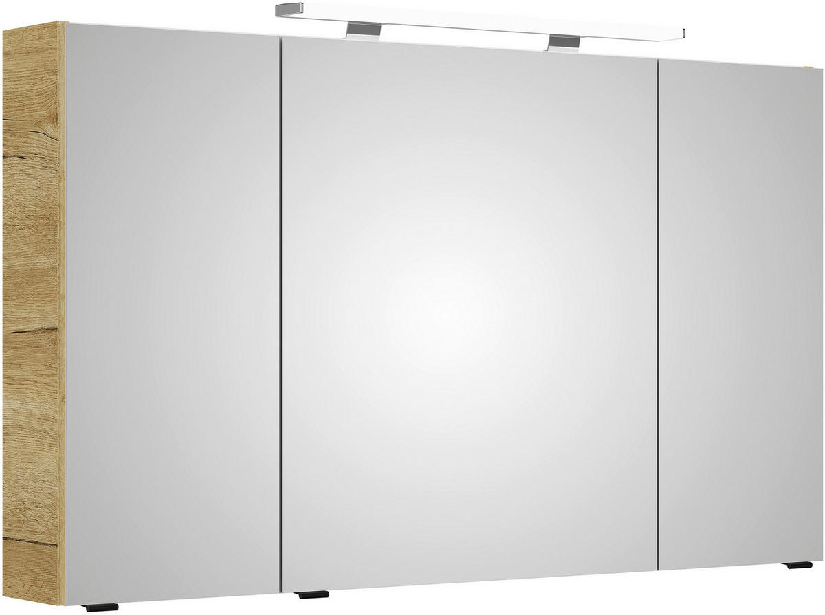 BADEZIMMER 3-teilig  in 120,5 cm  - Chromfarben/Eichefarben, MODERN, Glas/Keramik (120,5cm) - Sadena