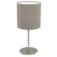 BORDSLAMPA Pasteri 18/40 cm   - nickelfärgad/taupe, Klassisk, metall/textil (18/40cm) - Eglo