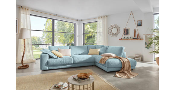 ECKSOFA  in Cord Hellblau  325/224 cm  - Schwarz/Hellblau, Design, Kunststoff/Textil (325/224cm) - Hom`in