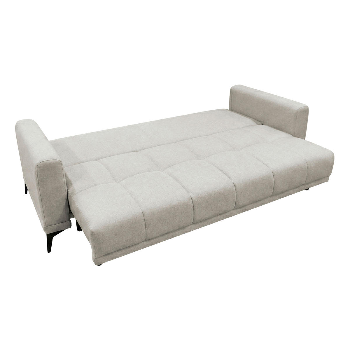 SCHLAFSOFA GRANDE in Chenille Grau  - Schwarz/Grau, Design, Textil/Metall (238/83/98cm) - MID.YOU