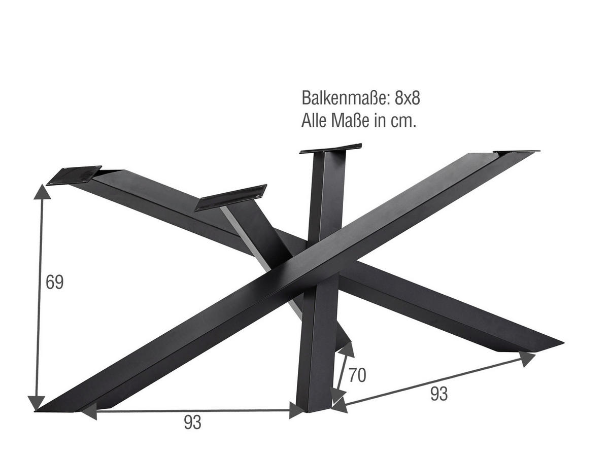 ESSTISCH Wildeiche massiv rechteckig Schwarz, Eichefarben  - Eichefarben/Schwarz, LIFESTYLE, Holz/Metall (220/100/75cm) - Linea Natura