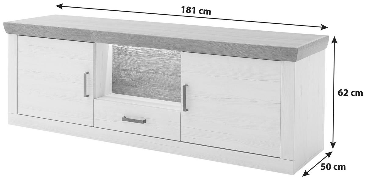 LOWBOARD  in 181/62/50 cm  - Eichefarben/Graphitfarben, Design, Holzwerkstoff/Kunststoff (181/62/50cm) - MID.YOU