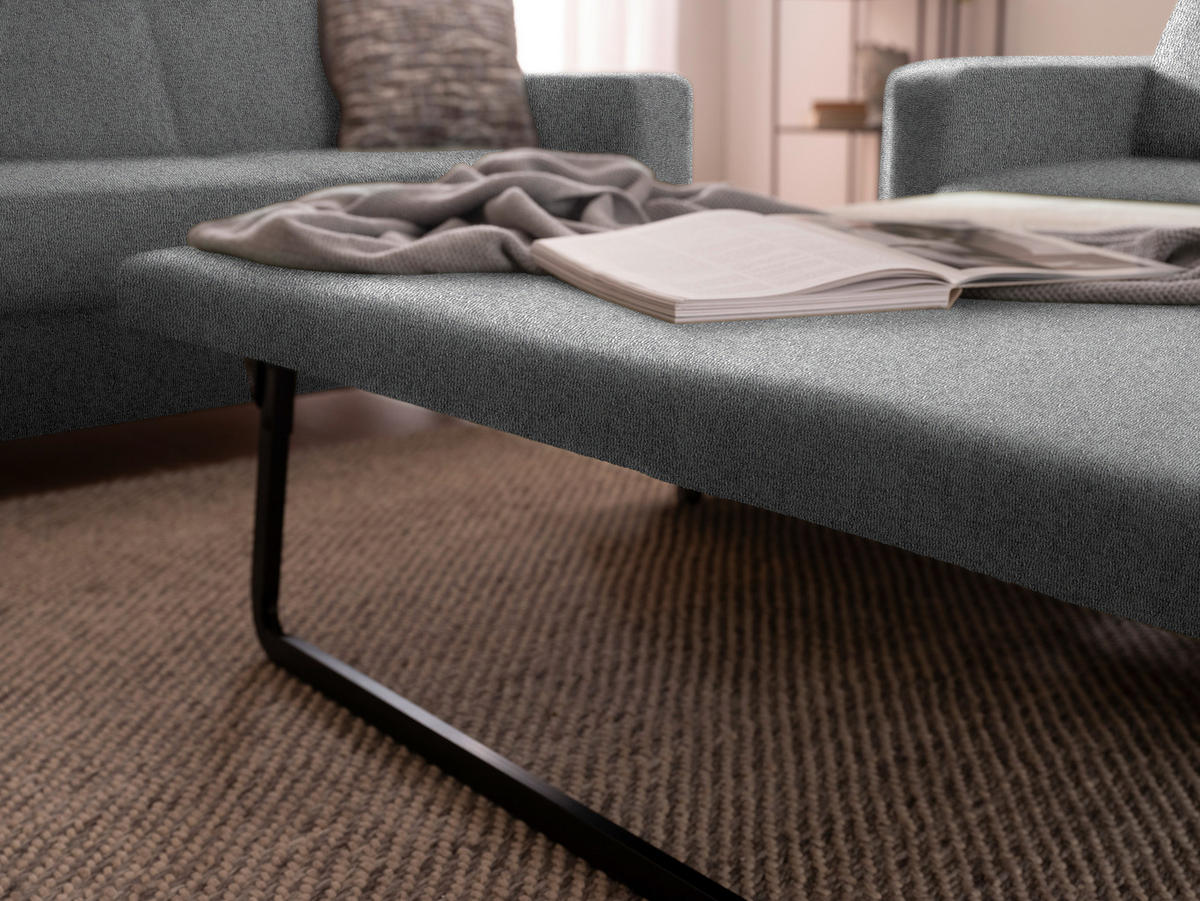 3-SITZER-SOFA in Flachgewebe Grau  - Chromfarben/Grau, Design, Textil/Metall (195/83/85cm) - Xora