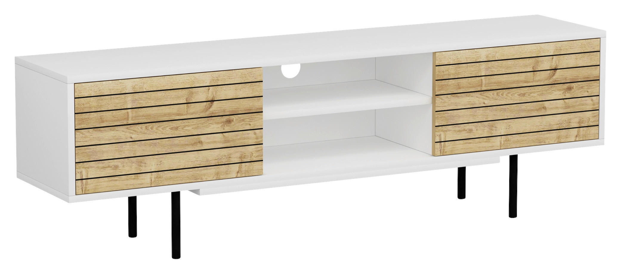 LOWBOARD 160/50,5/35 cm  - Walnussfarben/Schwarz, Design, Holzwerkstoff (160/50,5/35cm) - Livetastic