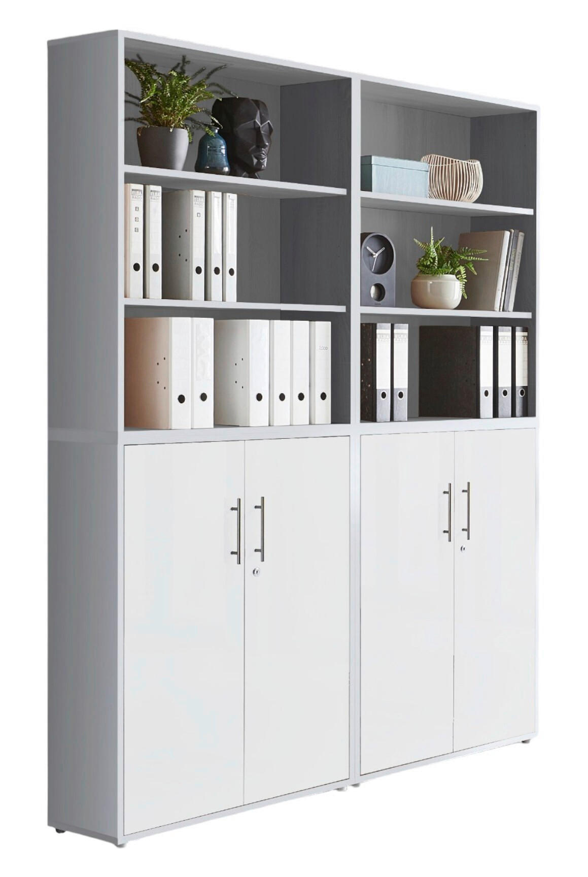 Mid.you Aktenschrank Office Edition - SW Set 11 Grau, Weiß 168.8x227.2x33 cm