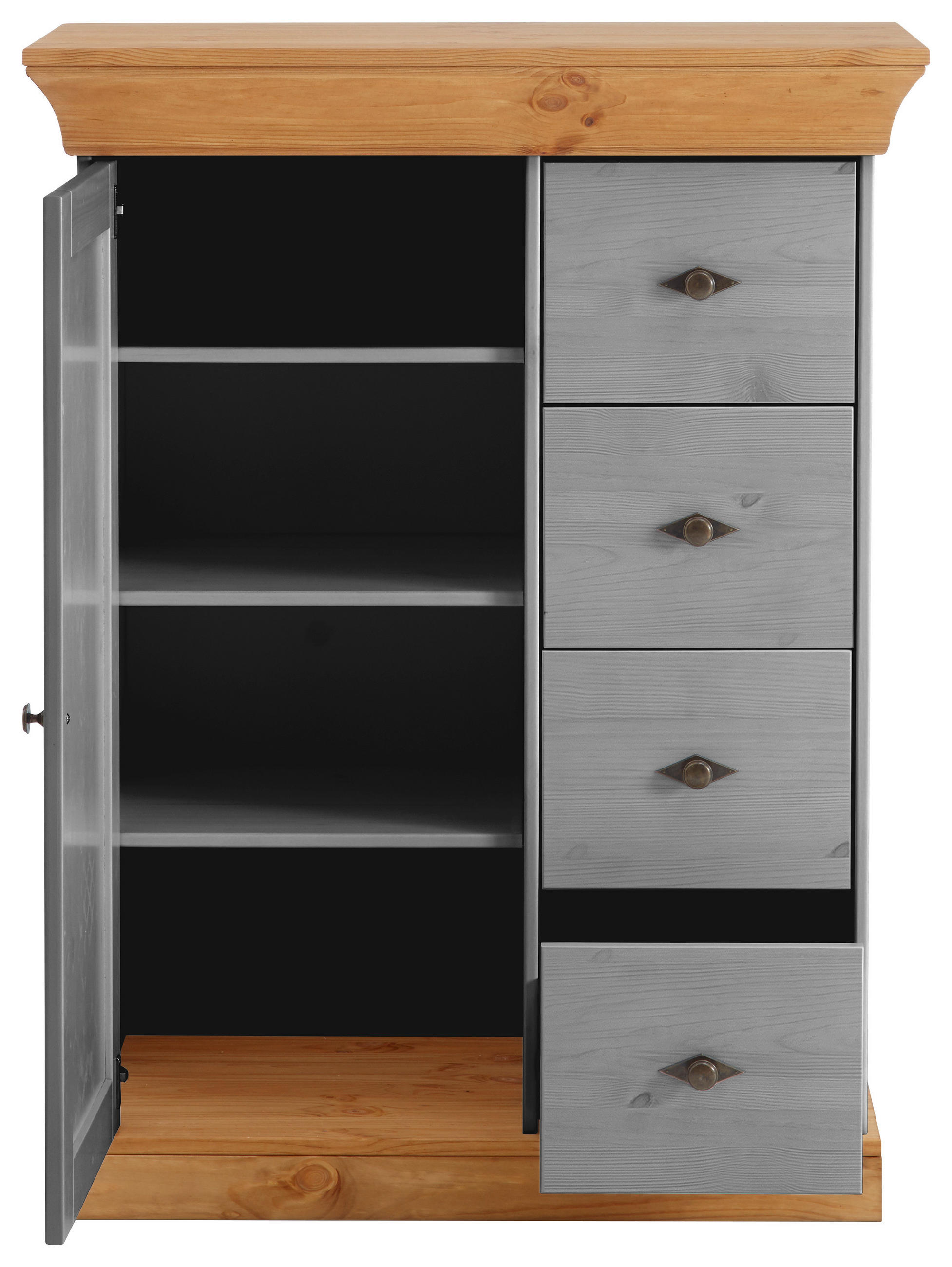 KOMMODE  in 88/117/45 cm  - Laugenfarbig/Grau, ROMANTIK / LANDHAUS, Holz/Metall (88/117/45cm) - Boxxx