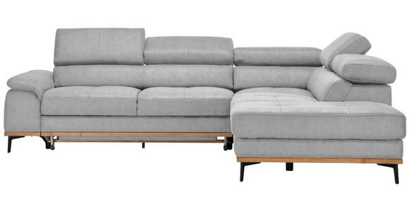 ECKSOFA  in Webstoff Creme Bettkasten, Schlaffunktion, Kopfteilverstellung  282/226 cm  - Creme/Schwarz, Natur, Holz/Textil (282/226cm) - Novel