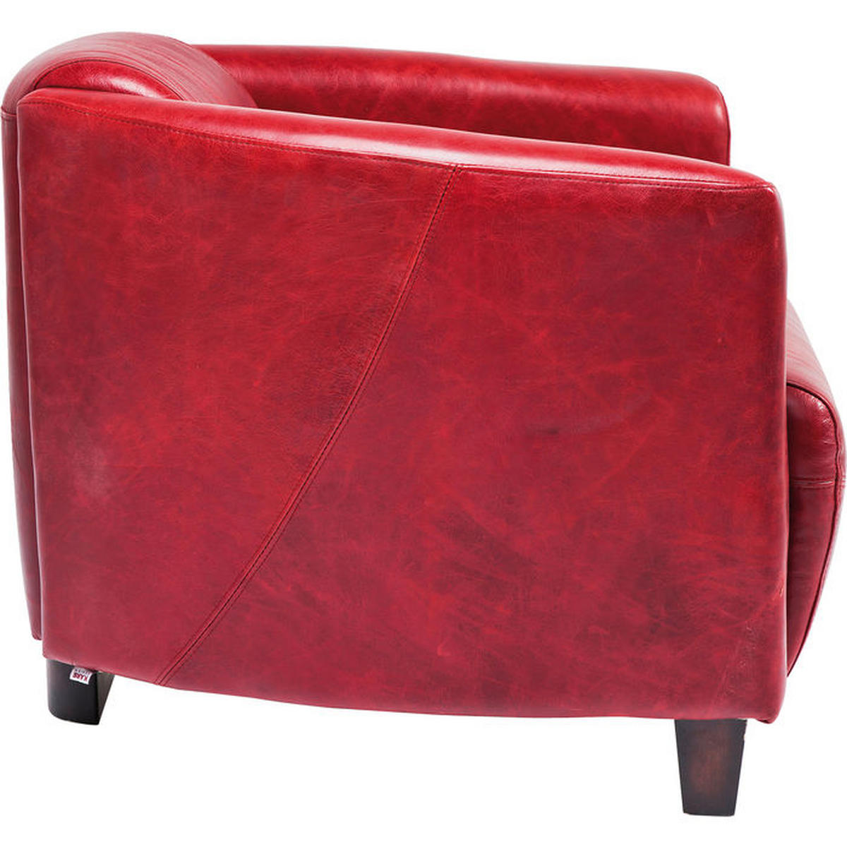 SESSEL Echtleder Rot    - Dunkelbraun/Rot, Design, Leder/Holz (70/72/83cm) - Kare-Design