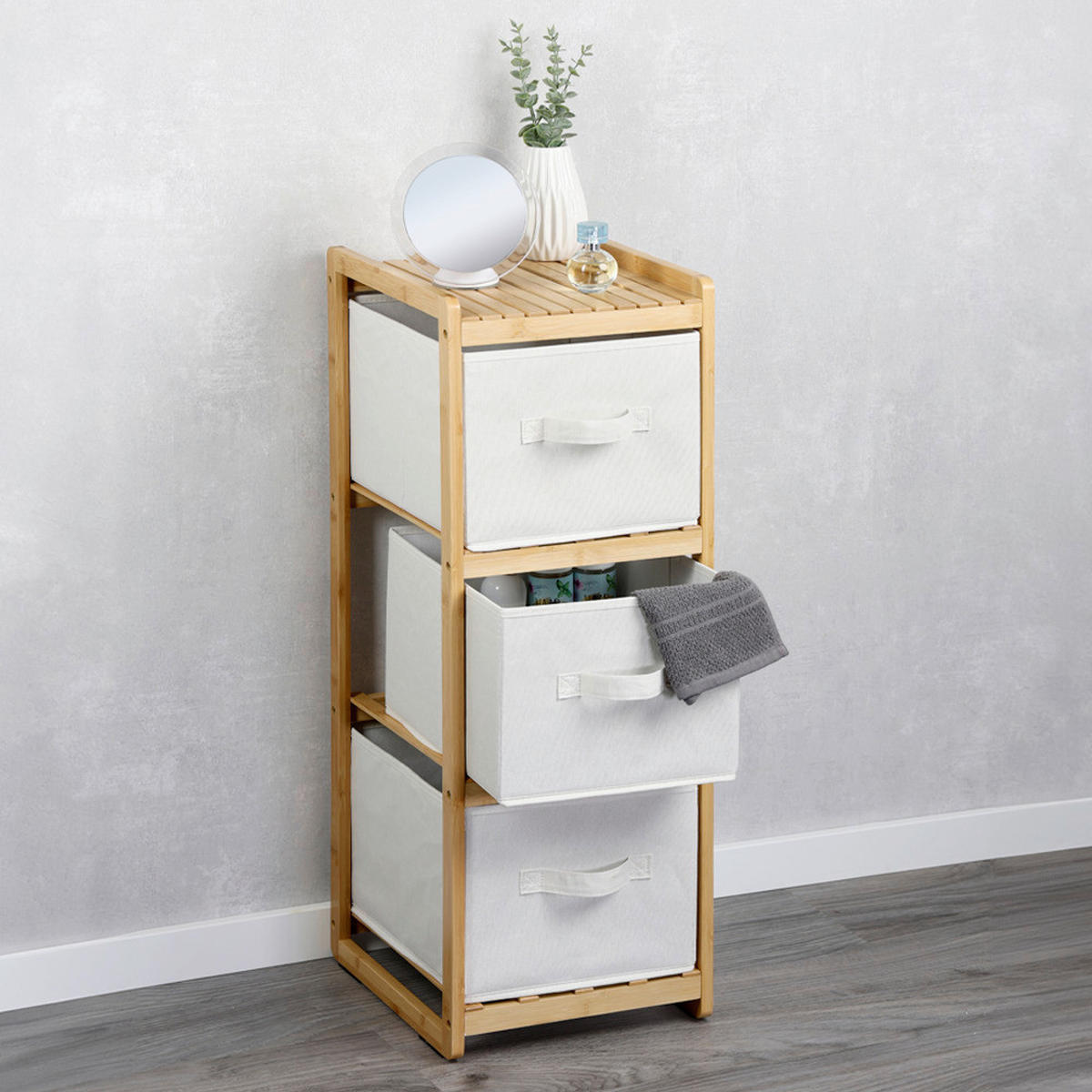 BADEZIMMERREGAL 29.5/87/33.5 cm  - Hellbraun/Creme, Basics, Naturmaterialien/Textil (29.5/87/33.5cm) - Kesper