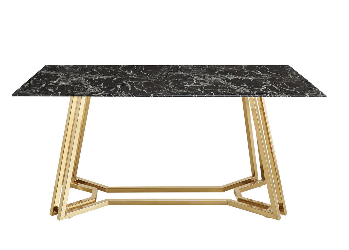 ESSTISCH in Glas 160/90/76 cm  - Goldfarben/Schwarz, MODERN, Glas/Metall (160/90/76cm) - Livetastic
