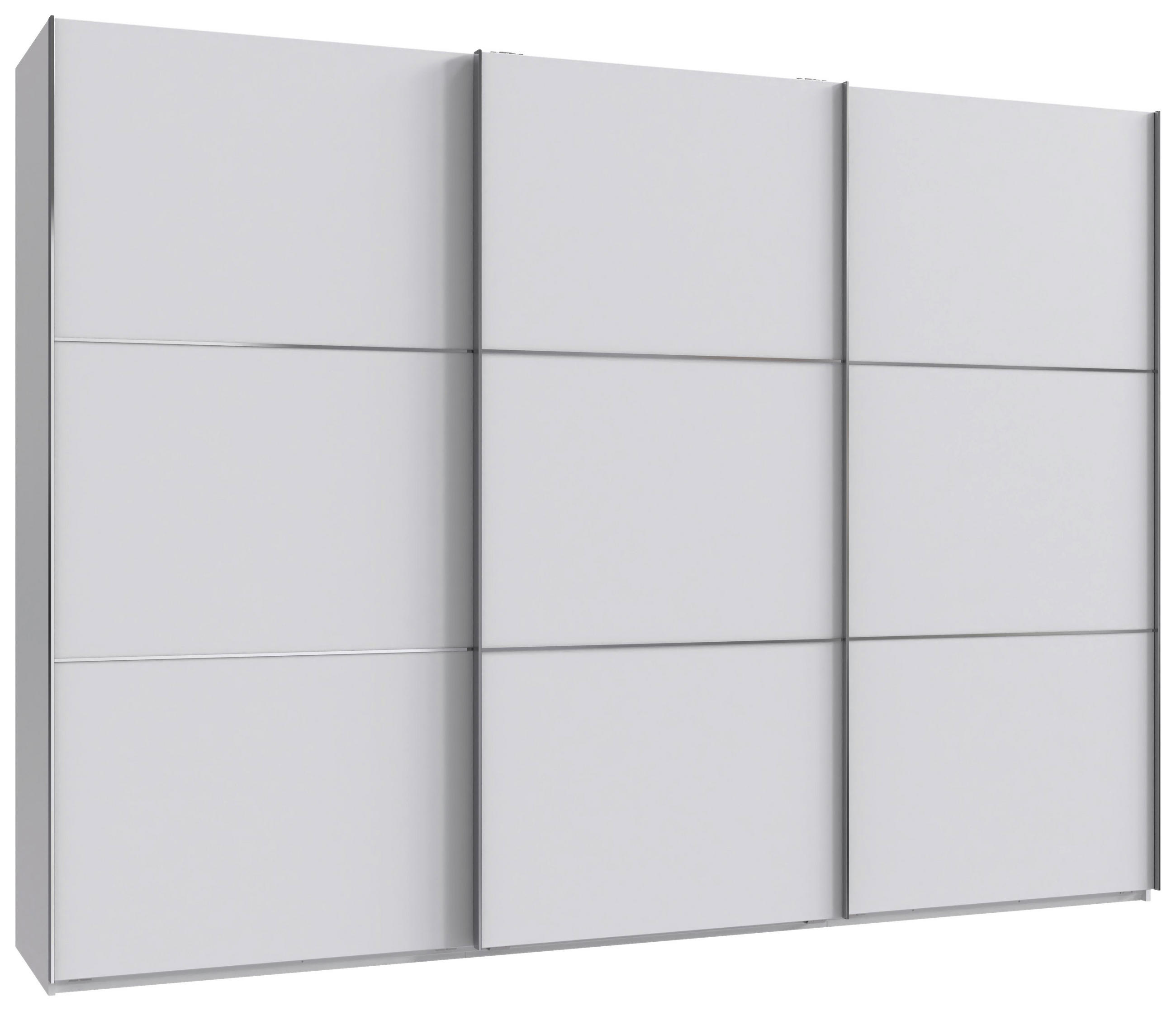 SCHWEBETÜRENSCHRANK 300/216/65 cm 3-türig Weiß, Edelstahlfarben  - Edelstahlfarben/Weiß, KONVENTIONELL, Holzwerkstoff/Metall (300/216/65cm) - Stylife