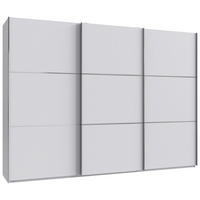 SCHWEBETÜRENSCHRANK 300/216/65 cm 3-türig Weiß, Edelstahlfarben  - Edelstahlfarben/Weiß, KONVENTIONELL, Holzwerkstoff/Metall (300/216/65cm) - Stylife