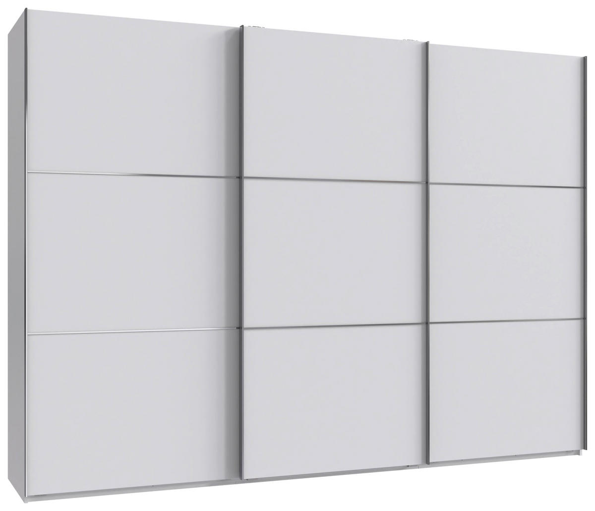 SCHWEBETÜRENSCHRANK 300/216/65 cm 3-türig Weiß, Edelstahlfarben  - Edelstahlfarben/Weiß, KONVENTIONELL, Holzwerkstoff/Metall (300/216/65cm) - Stylife