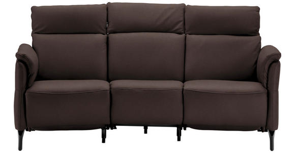 TRAPEZSOFA  in Echtleder Dunkelbraun  - Dunkelbraun/Schwarz, KONVENTIONELL, Leder/Metall (221/103/95cm) - Dieter Knoll