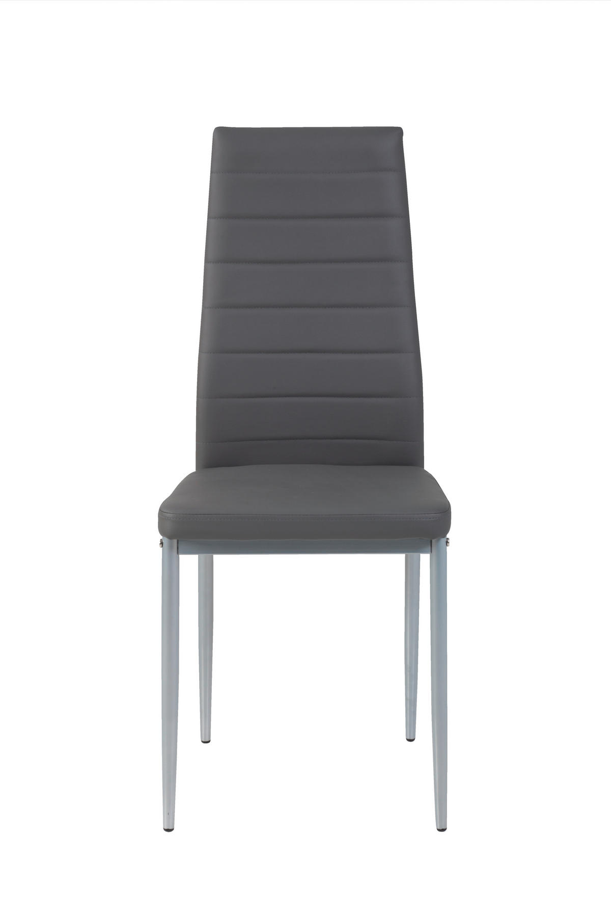 STUHL-SET 4 Stück Typenauswahl, abwischbar Lederlook  - Alufarben/Grau, MODERN, Textil/Metall (42/98/44cm) - MID.YOU