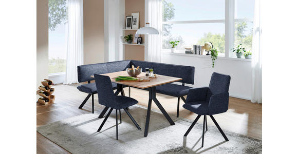 ECKBANK 165/205 cm in Schwarz, Dunkelblau - Schwarz/Dunkelblau, MODERN, Textil/Metall (165/205cm) - Cantus