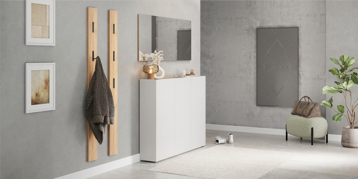 SCHUHSCHRANK Eichefarben, Kaschmir  - Kaschmir/Eichefarben, Design, Holzwerkstoff/Kunststoff (138/105/25cm)