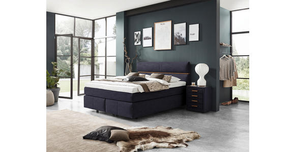 BOXSPRINGBETT 180/200 cm in Graphitfarben, Eichefarben - Eichefarben/Schwarz, KONVENTIONELL, Holz/Kunststoff (180/200cm) - Dieter Knoll