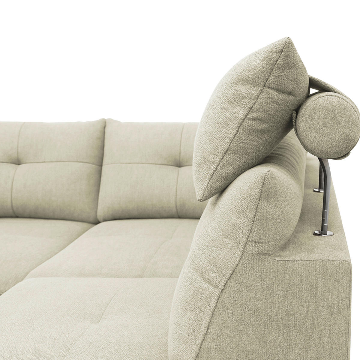 ECKSOFA SOLEI Beige Chenille Zierkissen, Bettkasten, Kopfstütze  - Beige/Schwarz, Design, Kunststoff/Textil (265/203cm) - MID.YOU