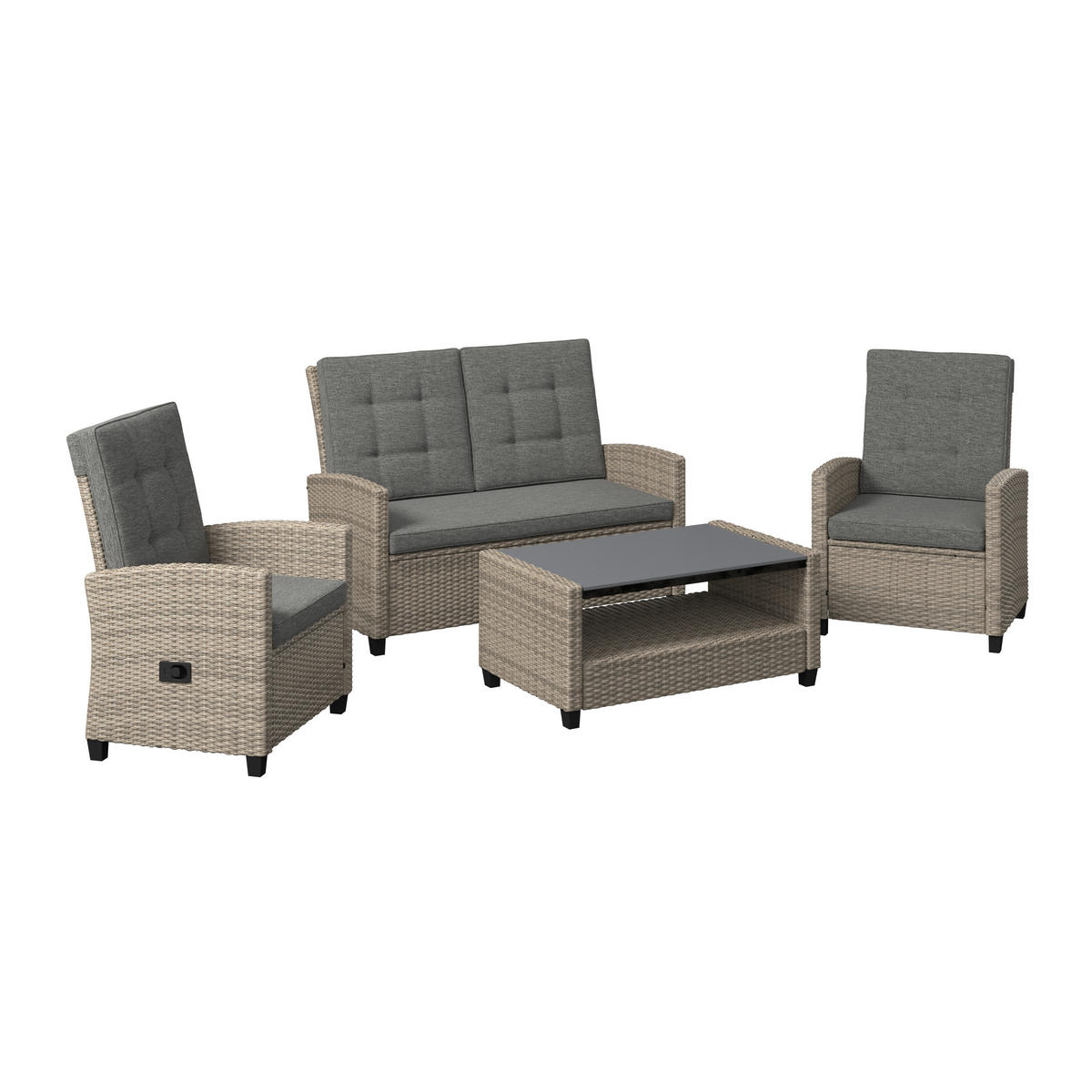 GARTENSET  - Grau, MODERN, Kunststoff/Textil (124/93/67cm) - Ambia Garden