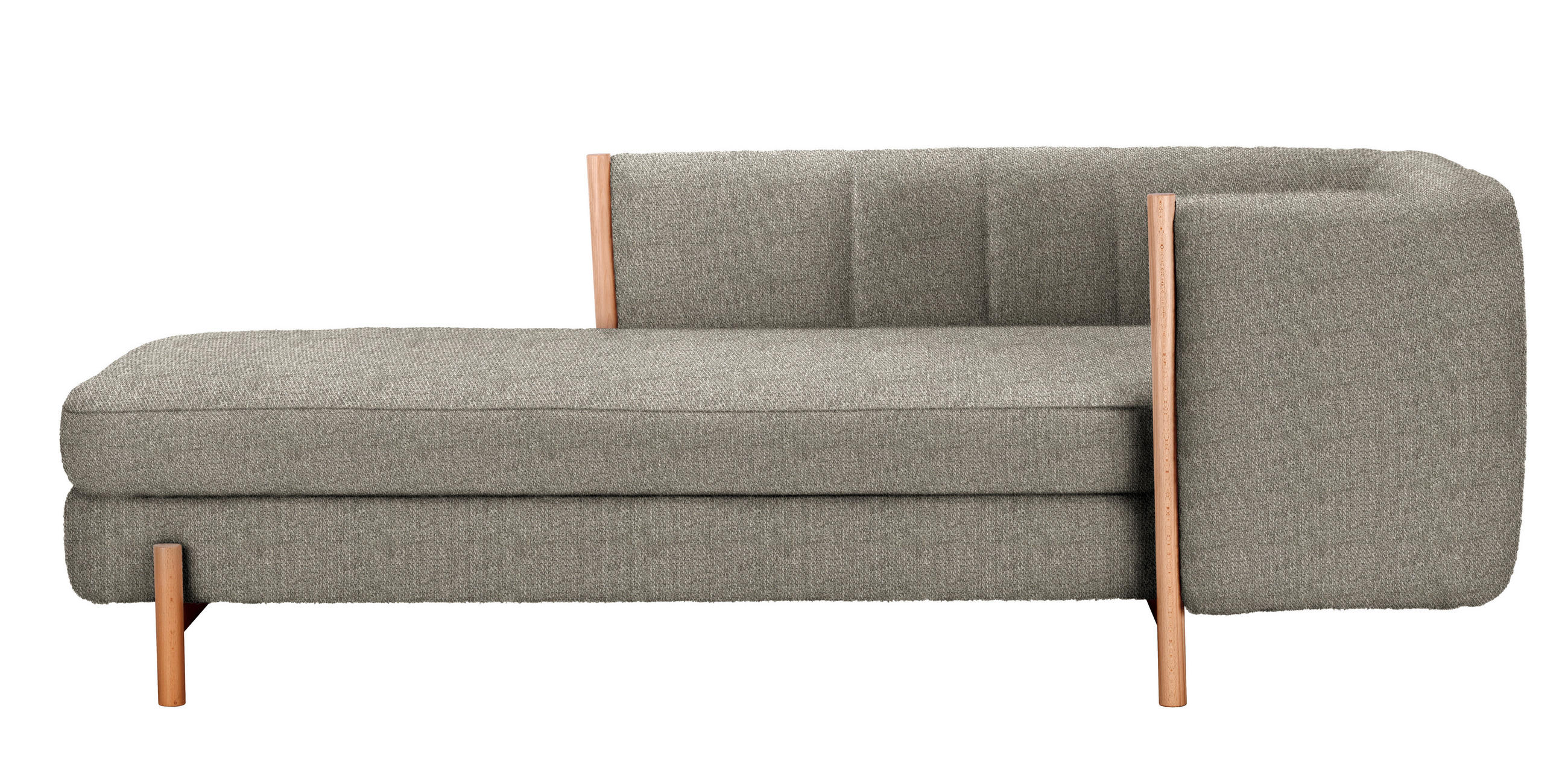 RÉCAMIERE Graubraun Plüsch  - Graubraun/Naturfarben, Design, Holz/Textil (216/90/109cm) - Niels Andersson