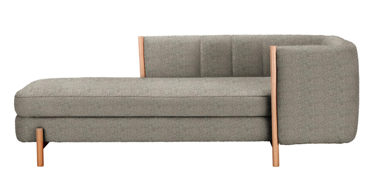 RÉCAMIERE in Plüsch Graubraun  - Graubraun/Naturfarben, Design, Holz/Textil (216/90/109cm) - Niels Andersson