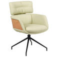 ARMLEHNSTUHL  Sitzfläche 360° drehbar, automatische Rückholfunktion  Echtleder  Schwarz, Eichefarben, Beige  - Eichefarben/Beige, Design, Leder/Holz (62/92/66cm) - Dieter Knoll