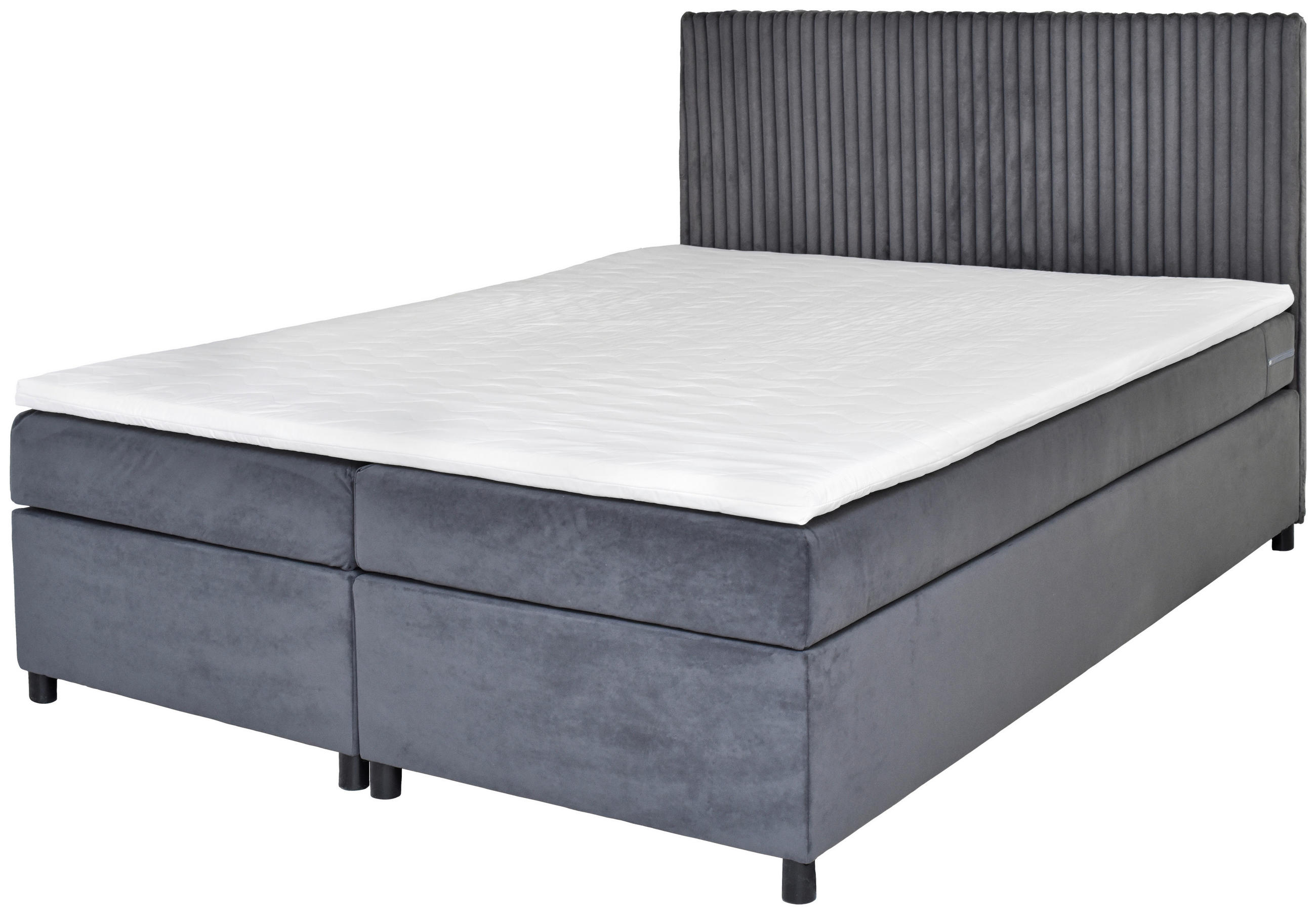 Boxbett mit Topper 160x200 cm Grau
