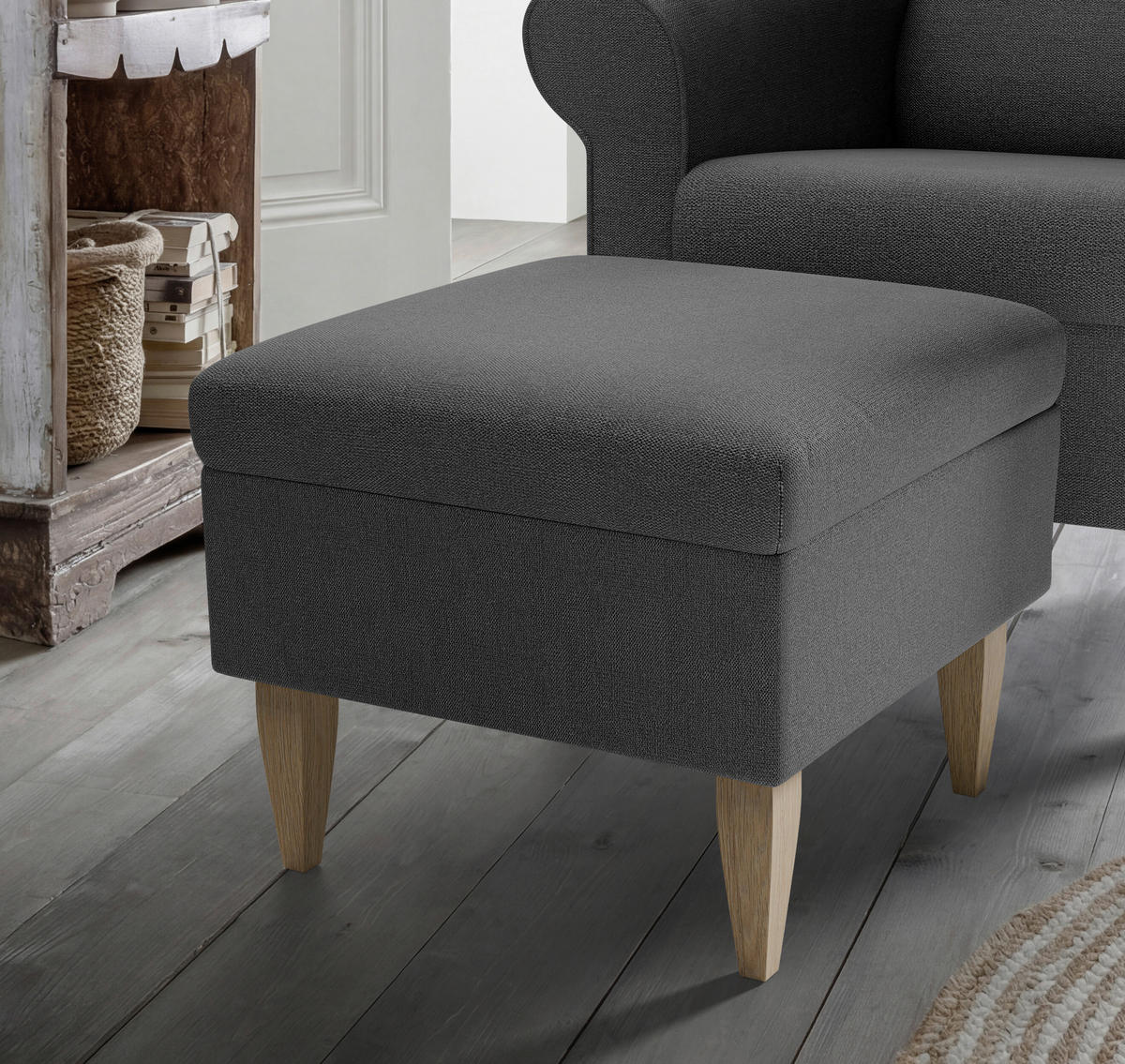 SESSELSET Struktur Anthrazit  - Anthrazit/Naturfarben, Konventionell, Holz/Textil (80/102/86cm) - Livetastic