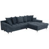 ECKSOFA Blau Flachgewebe, Mikrofaser  - Blau/Chromfarben, Design, Kunststoff/Textil (312/198cm) - Livetastic