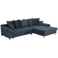 ECKSOFA in Flachgewebe, Mikrofaser Blau  - Blau/Chromfarben, Design, Kunststoff/Textil (312/198cm) - Livetastic