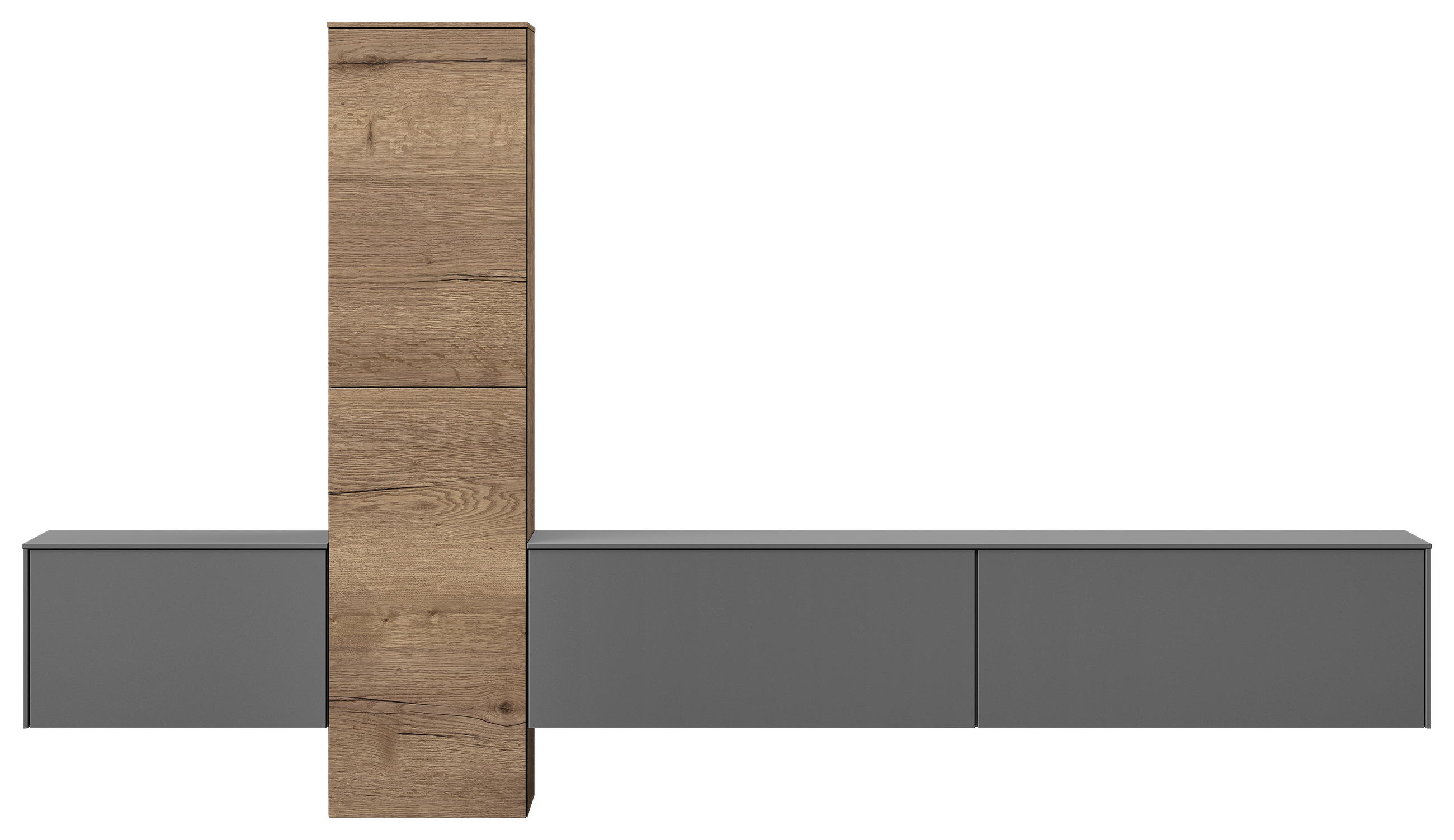 WOHNWAND  282/160/37 cm  in Schieferfarben  - Schieferfarben/Eichefarben, Design, Holzwerkstoff (282/160/37cm) - Celina Home